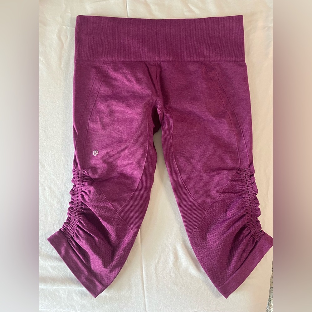 lululemon athletica Plum Ruched Capri Leggings